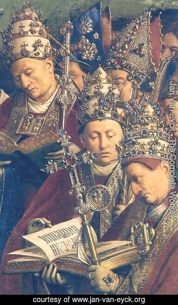 Jan Van Eyck - Ghent Altarpiece, Popes and Bishops (detail)