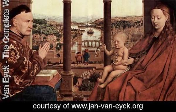 Jan Van Eyck - The Virgin of Chancellor Rolin (detail 1)