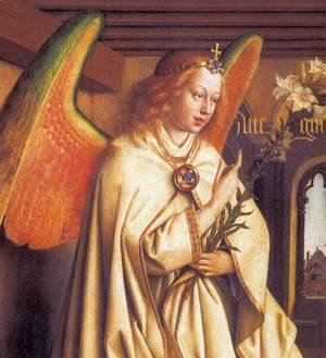Jan Van Eyck - The Ghent Altarpiece Angel of the Annunciation (detail)