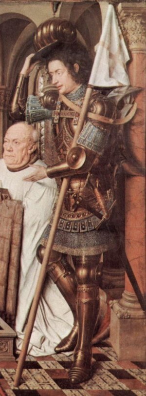 Jan Van Eyck - Parade armor Madonna of Canon George van der Paele with Domizian St., St. George and the founder Paele