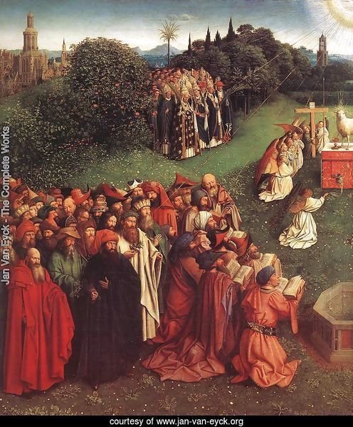 The Ghent Altarpiece- Adoration of the Lamb (detail 2) 1425-29