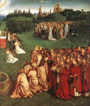 The Ghent Altarpiece- Adoration of the Lamb (detail 3) 1425-29