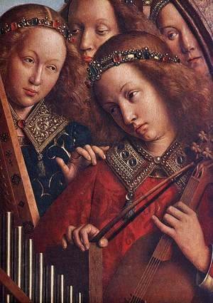 Jan Van Eyck - The Ghent Altarpiece- Angels Playing Music (detail 2) 1426-27