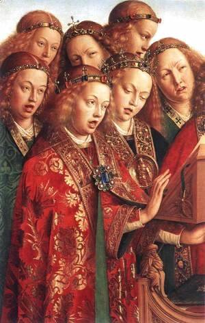 Jan Van Eyck - The Ghent Altarpiece- Singing Angels (detail 2) 1427-29
