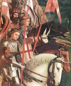 Jan Van Eyck - The Ghent Altarpiece- The Soldiers of Christ (detail) 1427-30