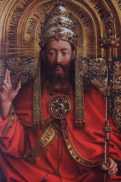 The Ghent Altarpiece- God Almighty (detail) 1426-27 by Jan Van Eyck