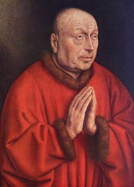 The Ghent Altarpiece- The Donor (detail) 1432 by Jan Van Eyck