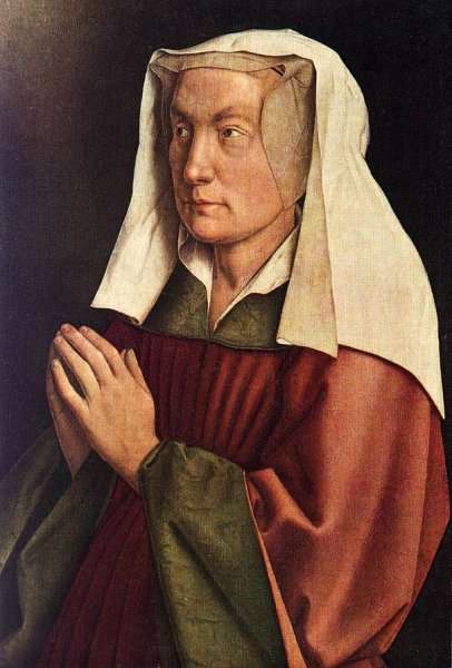 The Ghent Altarpiece- The Donor's Wife (detail) 1432 by Jan Van Eyck
