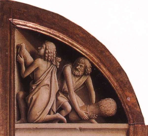 The Ghent Altarpiece- The Offering of Abel and Cain 1425-29 by Jan Van Eyck