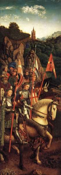 The Ghent Altarpiece- The Soldiers of Christ 1427-30 by Jan Van Eyck