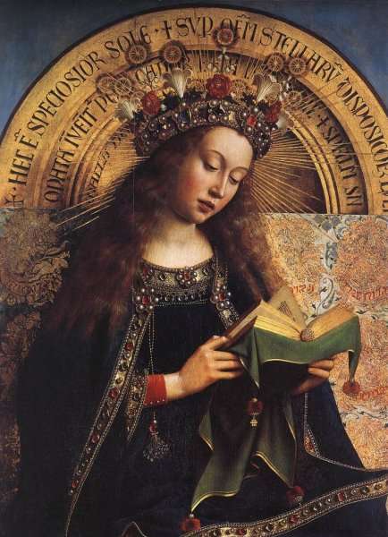 The Ghent Altarpiece- Virgin Mary (detail) 1426-29 by Jan Van Eyck