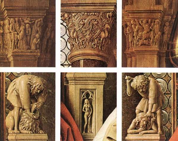 The Madonna with Canon van der Paele (details 1) 1436 by Jan Van Eyck