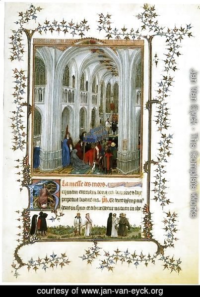 Jan Van Eyck - Miniature Turin-Milan Hours Burial Mass