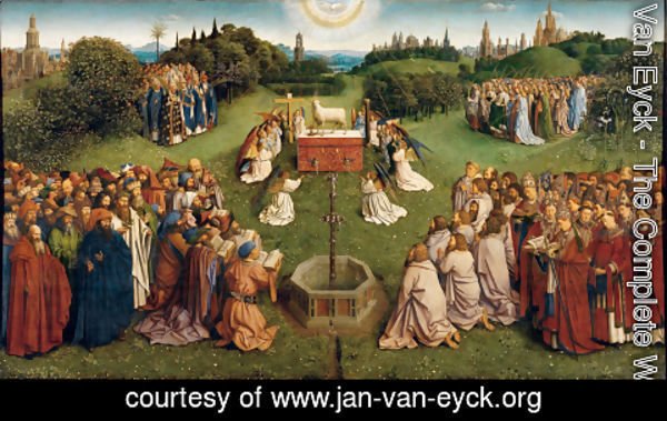 Jan Van Eyck - The Ghent Altarpiece- Adoration of the Lamb 1425-29
