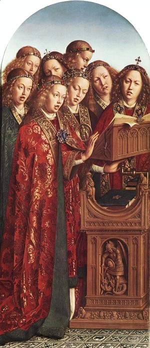 Jan Van Eyck - The Ghent Altarpiece- Singing Angels 1427-29