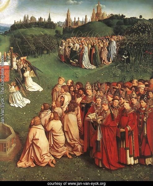 The Ghent Altarpiece- Adoration of the Lamb (detail 3) 1425-29