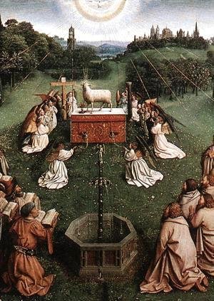 The Ghent Altarpiece- Adoration of the Lamb (detail 4) 1425-29