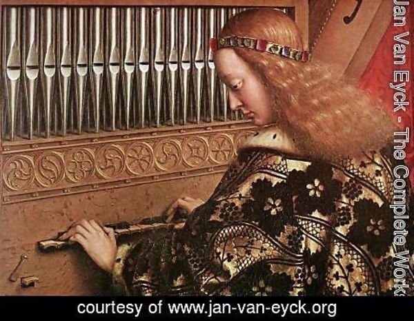 Jan Van Eyck - The Ghent Altarpiece- Angels Playing Music (detail 1) 1426-27