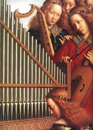 Jan Van Eyck - The Ghent Altarpiece- Angels Playing Music (detail 3) 1426-27