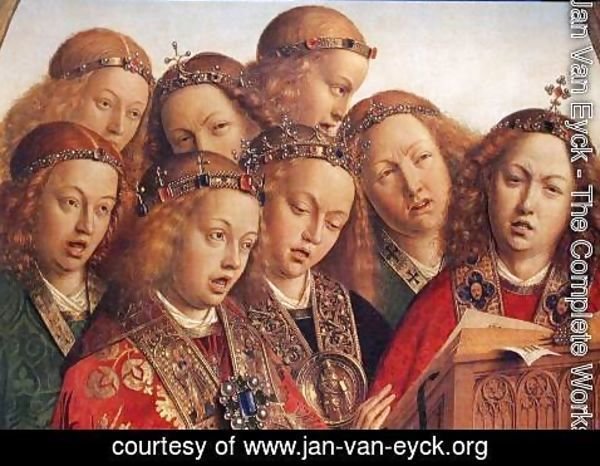 Jan Van Eyck - The Ghent Altarpiece- Singing Angels (detail 1) 1427-29